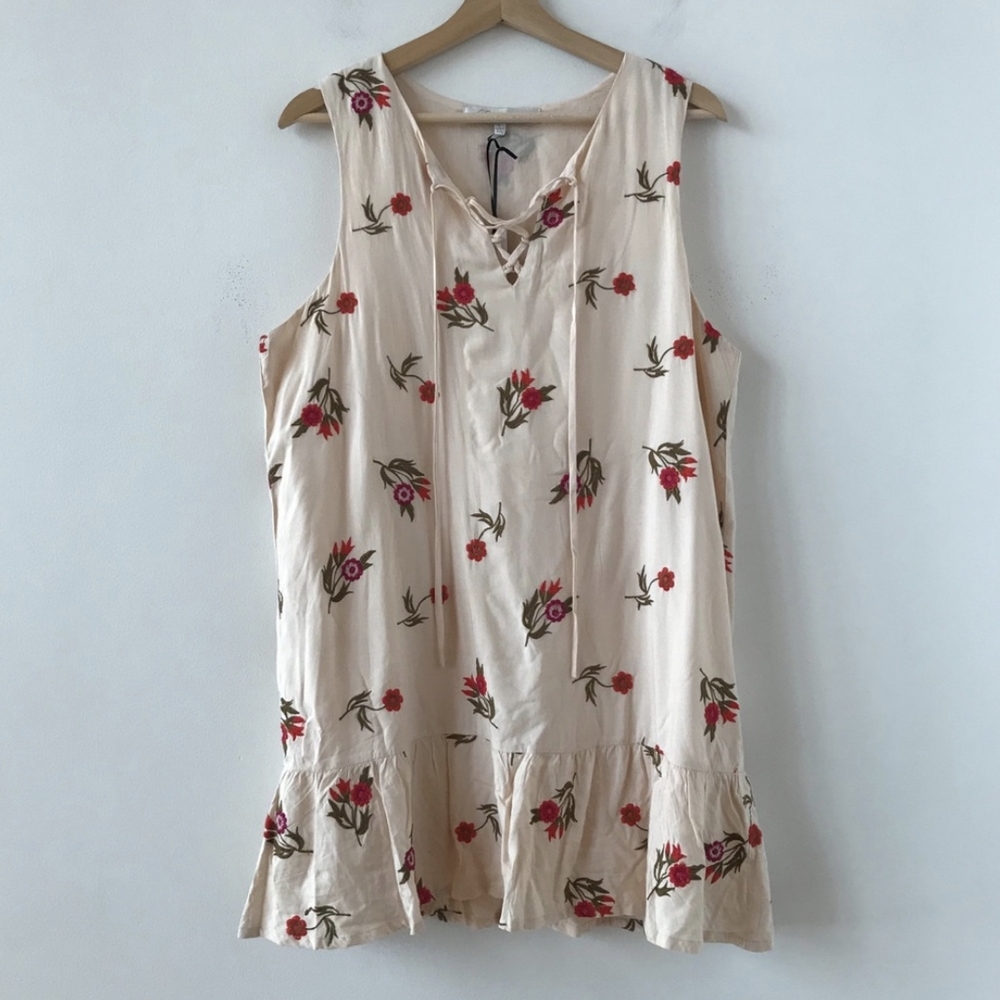 Floral Sleeveless Cream Dress